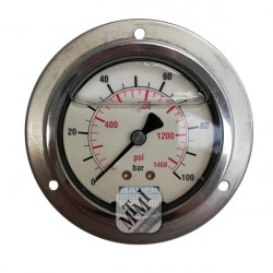 Manomètre Bauer 0-100 bar PA Ø63mm à collerette / glycérine - N1271