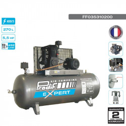 Compresseur bi-étagé 5.5CV 270L 11 bars 400V - 29.5 m³/h