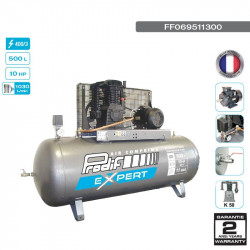 Compresseur bi-étagé 10CV 500L 11 bars 400V - 61.8 m³/h