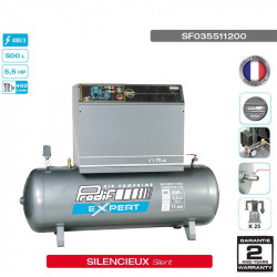 Compresseur silencieux 5.5CV 11 bars cuve 500L 400V -...