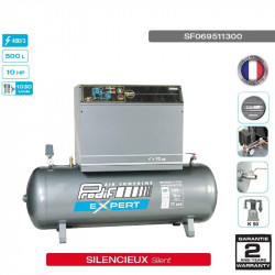 Compresseur silencieux 10CV 11 bars cuve 500L 400V - 61.8...