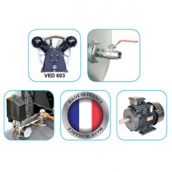 Compresseur fonte fixe 270L 5.5cv 400V Prodif VCF038300200
